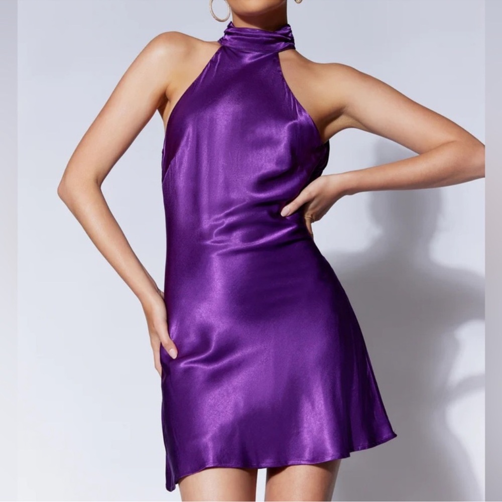 Meshki Claire A-Line Mini Dress Purple Size Medium